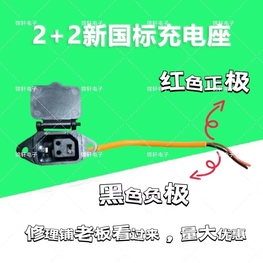 新国标2+2电动车充电器充电口国产品牌母座国标通用插口转换线头图片