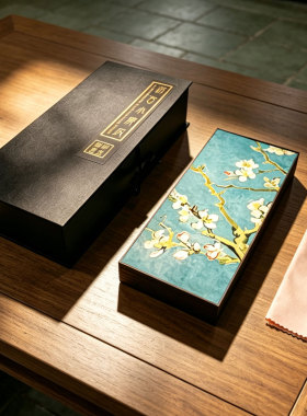 中古风花鸟图双面桌面小屏风背景摆件博物馆文创生日礼物东方美学