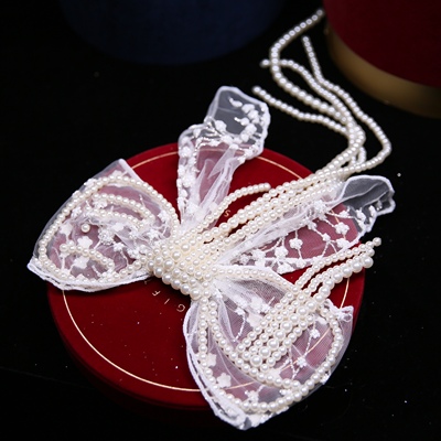 新娘珍珠蕾丝流苏婚纱头饰小头纱