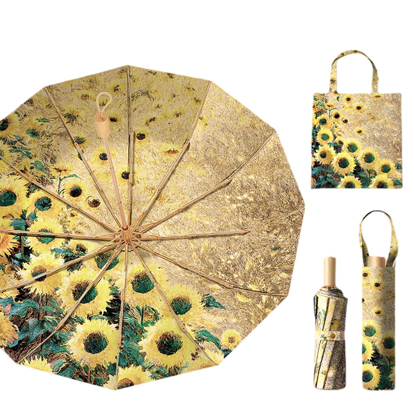 德国雨伞女晴雨两用双层印花12骨手动折叠黑胶防风简约休闲太阳伞