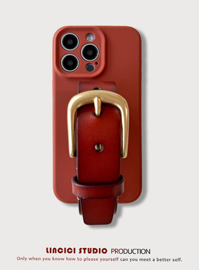 美拉德棕色液态硅胶适用苹果17 14 15promax手腕腕带手机壳华为mate70proiphone16 13系列复古原创保护套防摔