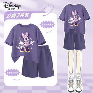 迪士尼女童套装夏薄款女宝宝超好看童装短袖2026新款洋气儿童夏装