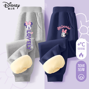 迪士尼女童加绒裤子2025新款今年流行爆款冬季初中生女孩儿童卫裤