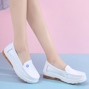 诺诗客护士鞋女透气软底真皮夏季气垫医护鞋增高坡跟舒适不累脚