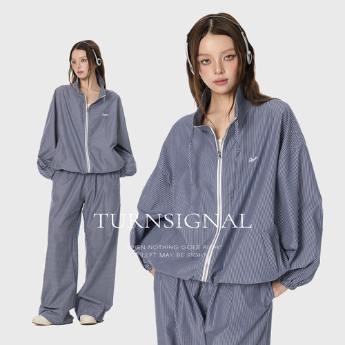 TurnSignal时尚条纹外套长裤套装