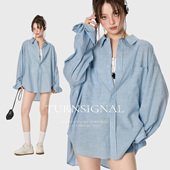 休闲百搭宽松长袖 2026新款 衬衣上衣 女春季 TurnSignal潮牌条纹衬衫