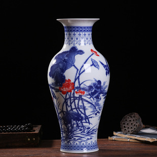 中式 装 景德镇瓷器 陶瓷青花花瓶 饰家居客厅工艺品摆件礼品