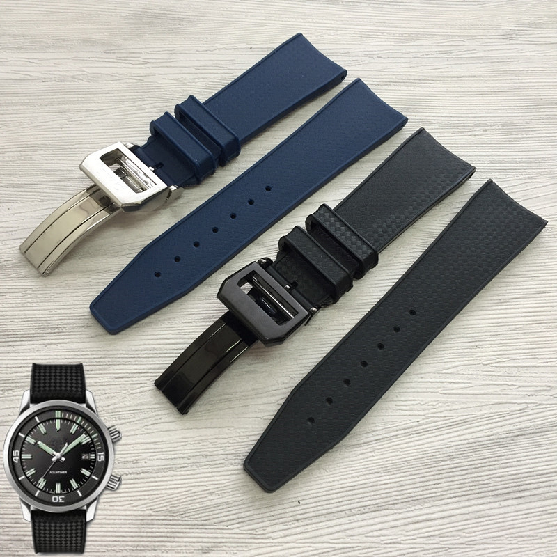 适用IWC万国天然硅胶橡胶表带硅胶表带海洋时计IW323101配件22mm