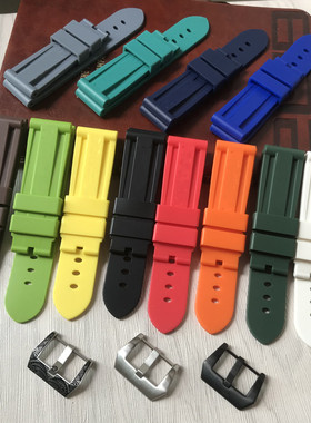 代用替换沛纳海手表带黑色灰色PAM441/359/312/616橡胶带针扣24mm