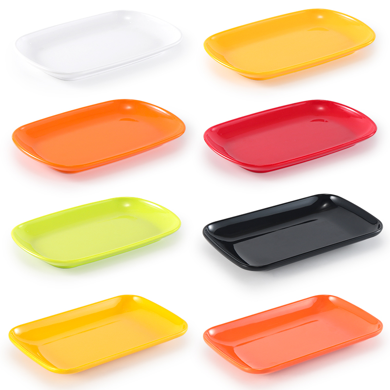 密胺肠粉盘子商用塑料餐盘长方形