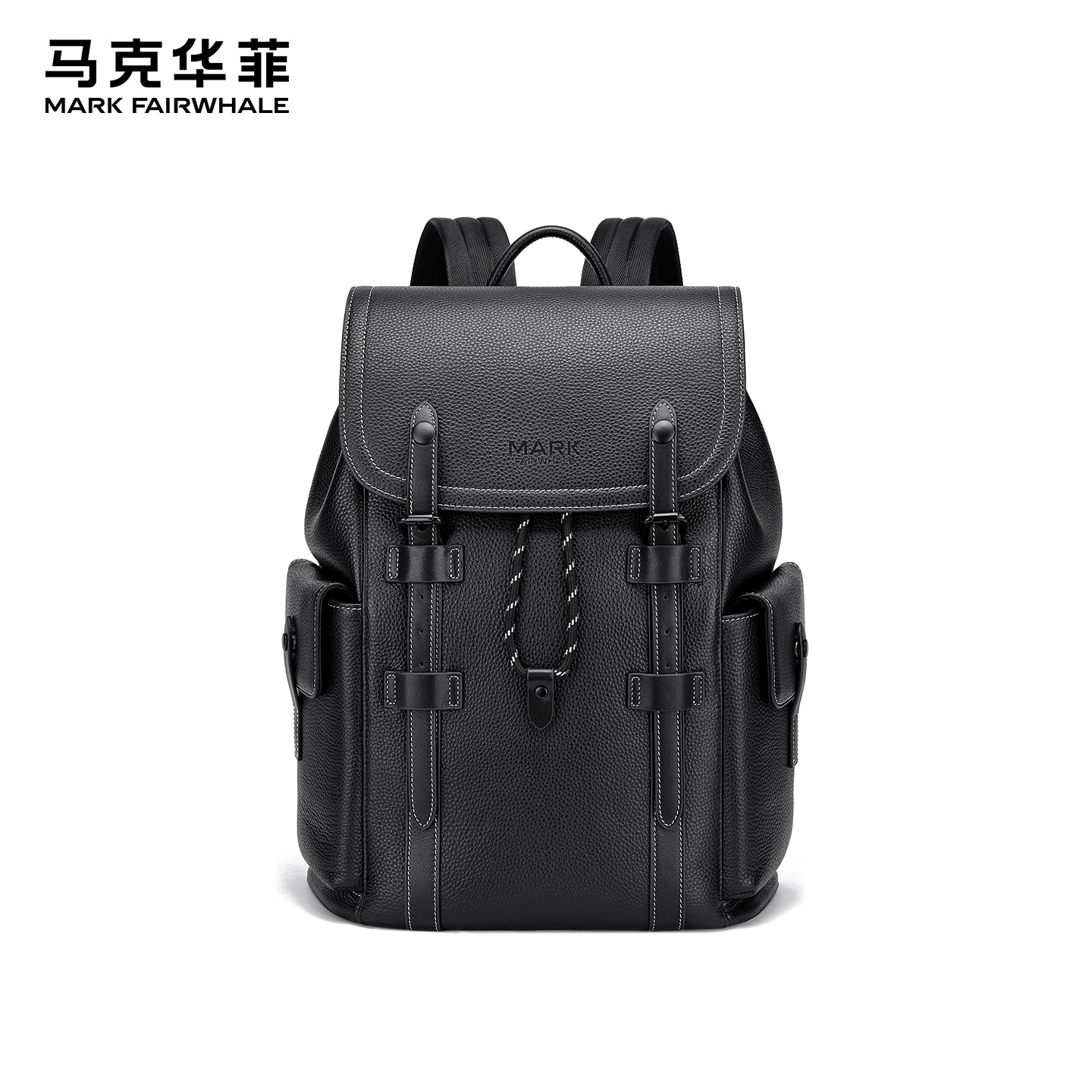 马克华菲男士双肩包真皮时尚商务通勤电脑包大容量出差旅行背包