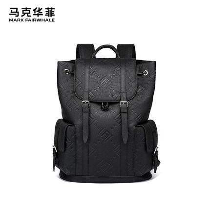 马克华菲时尚牛皮商务双肩包旅行出差真皮背包百搭潮流高级感男包