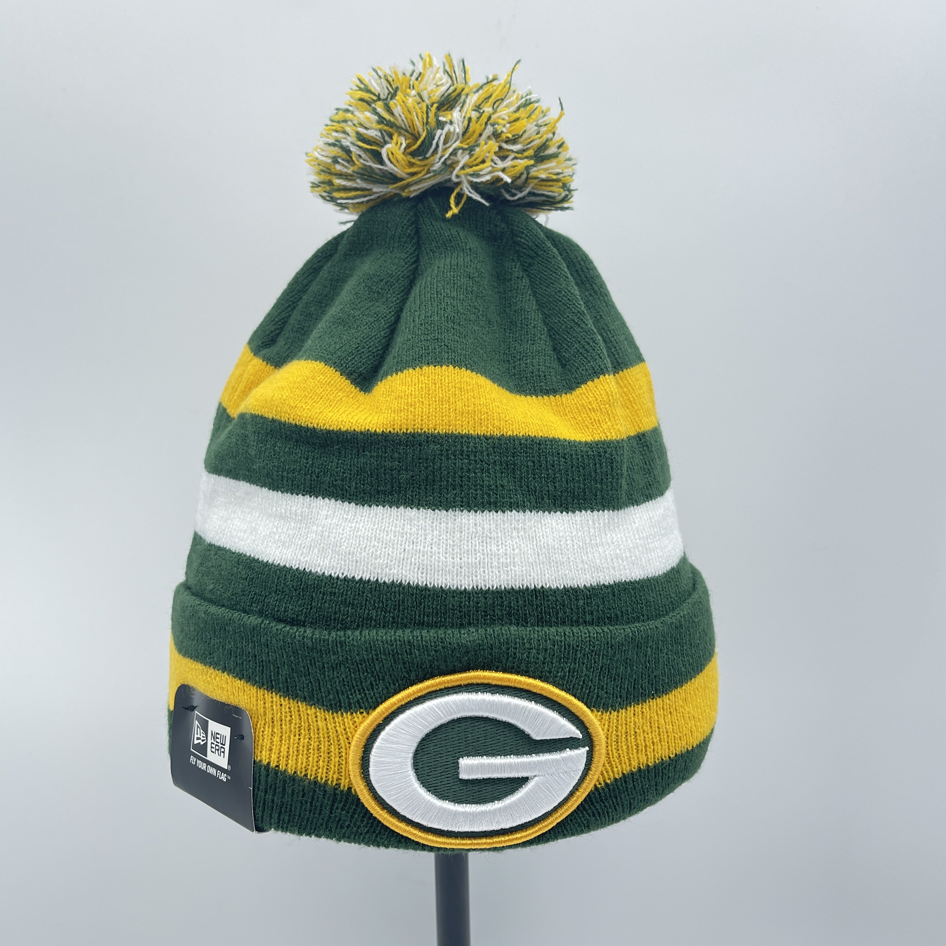 newera正版▲⑤美职业橄榄球绿湾包装工黄绿白三色条纹针织帽均码