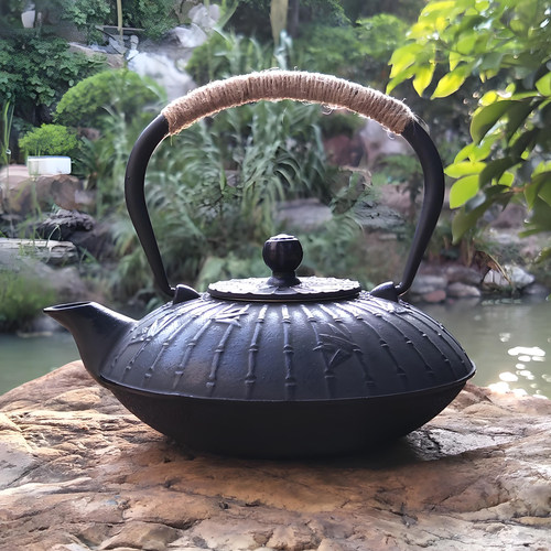 扁型铁壶日式铸铁壶伞形手工南部铁器茶室摆设烧水保温壶复古茶壶 - 封面
