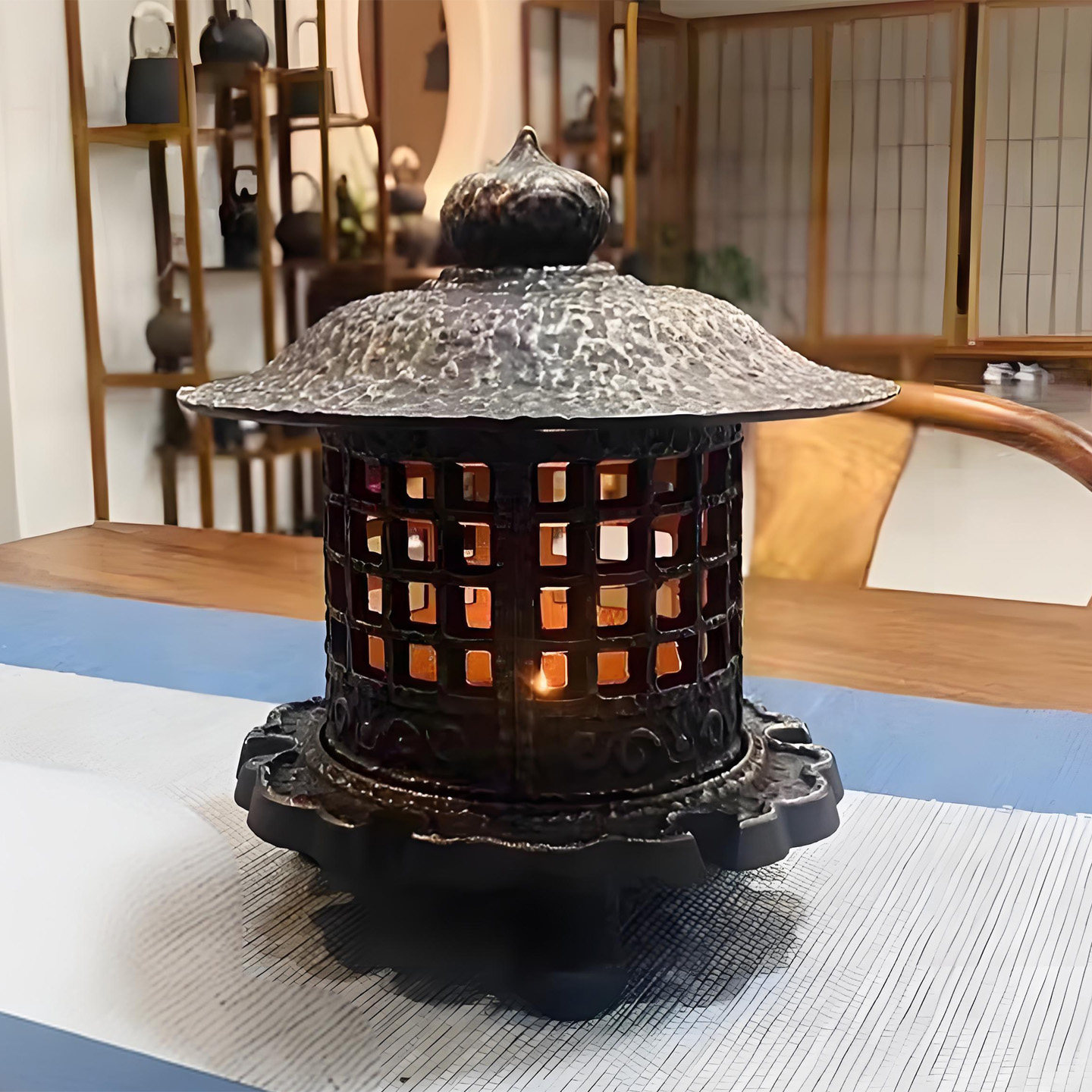 铸铁雪见灯仿古铁艺古风烛台装饰家居香炉宫灯复古影视蜡烛兰亭灯