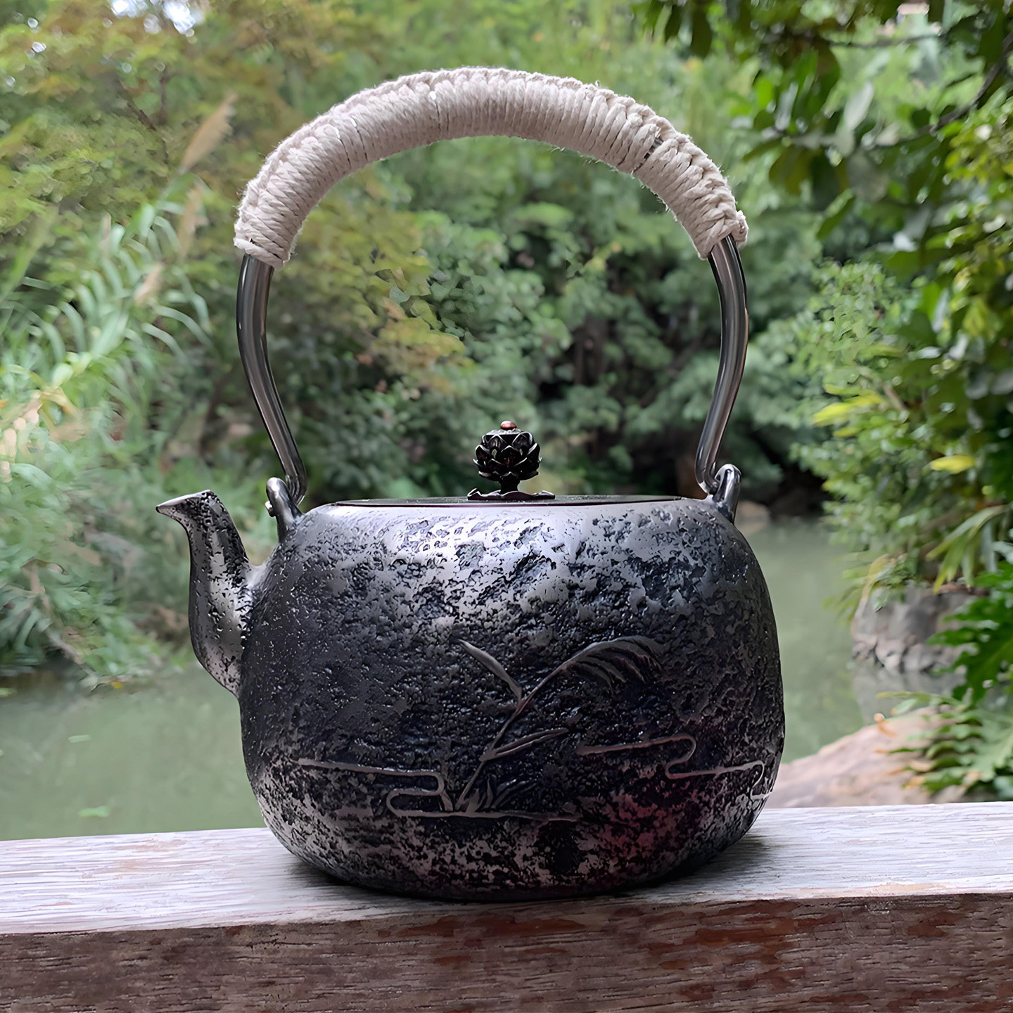 大容量砂铁壶樱花茶壶无涂层手工仿古日式铁器一叶植物造型烧水壶