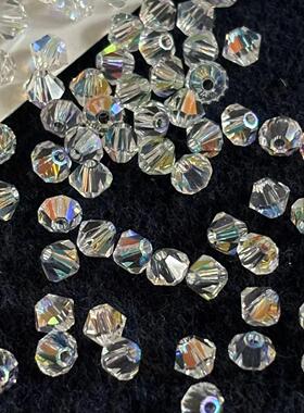 施华洛菱形珠水晶3mm 4mm透明幻彩项链手手链华子diy饰品配件