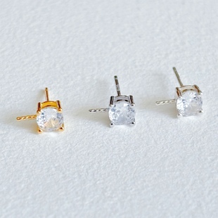 S925纯银戴妃珍珠耳钉空托王妃款手工DIY饰品耳饰配件