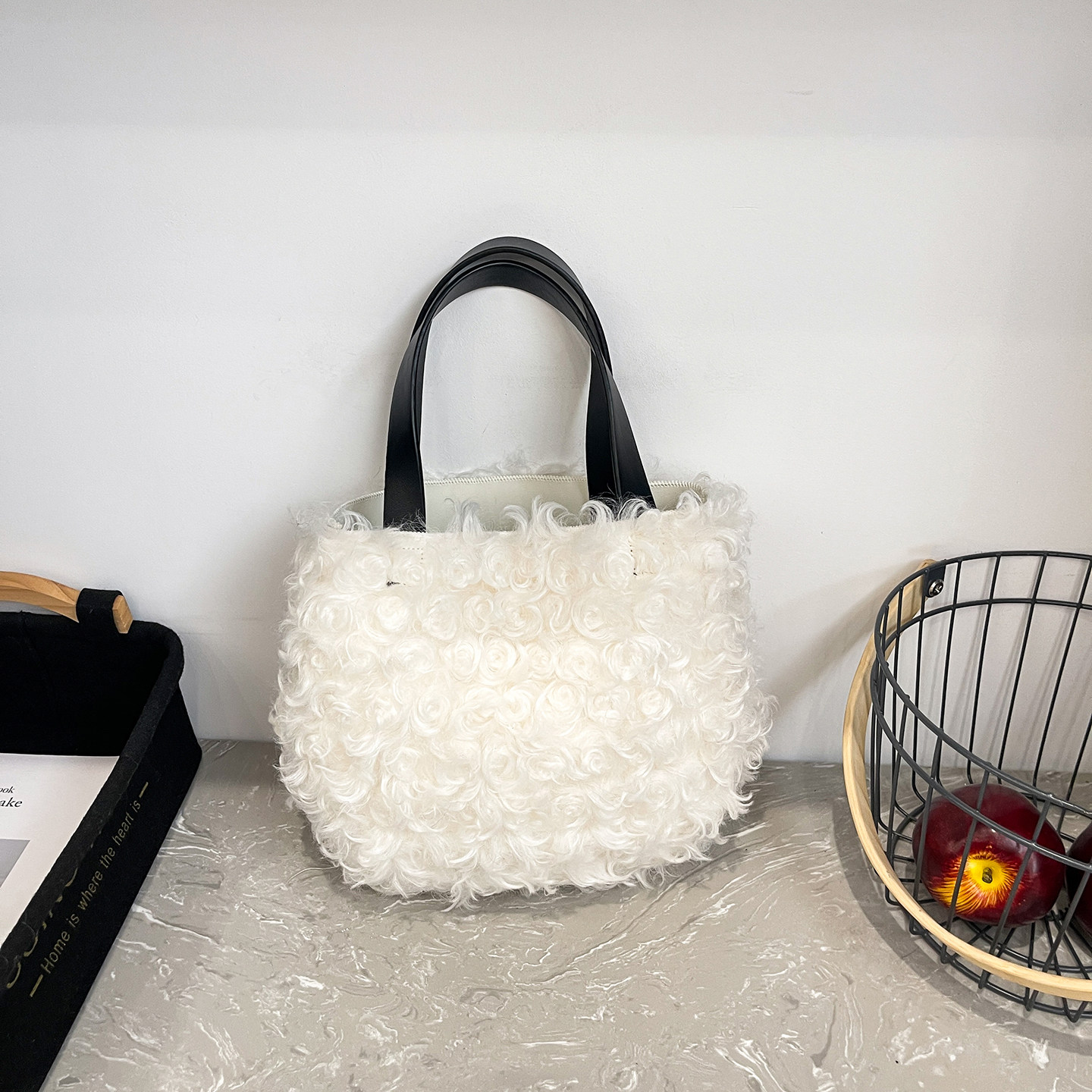 渐变色毛毛包网红高级感仿羊滩毛托特包女秋冬斜挎包柔软手提包