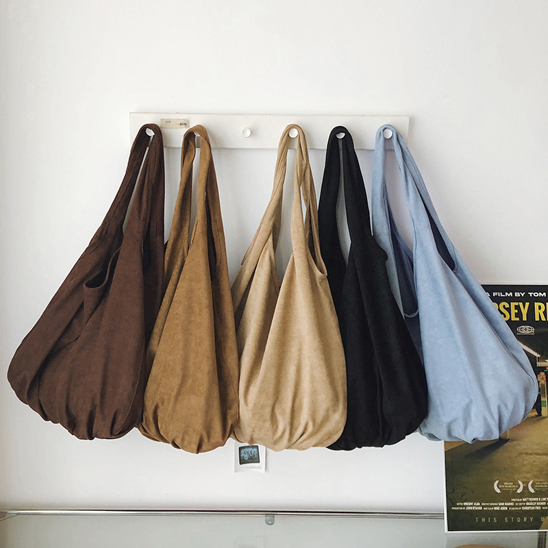 韩国复古美拉德绒面ins风简约休闲女包包百搭手提单肩腋下托特包