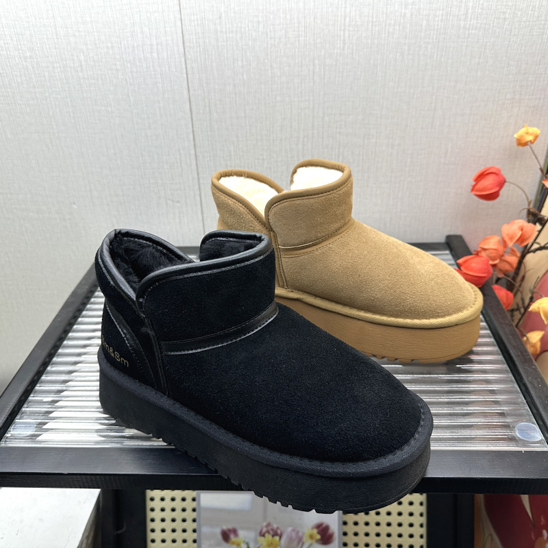 2025冬季真皮羊毛厚底雪地靴女短筒保暖毛绒一脚蹬时尚百搭女棉靴,女鞋,时尚雪地靴,淘宝优惠券,粉丝福利购,淘宝优惠卷