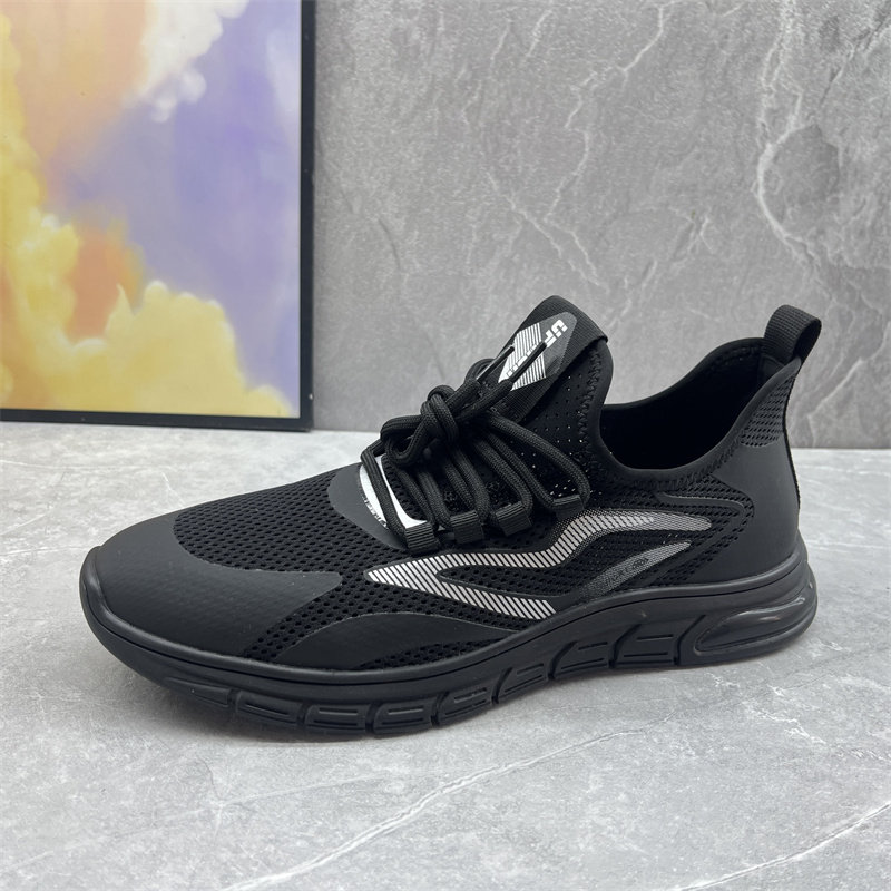 2026春夏季男鞋飞织透气运动休闲韩版时尚圆头系带百搭潮流跑步鞋