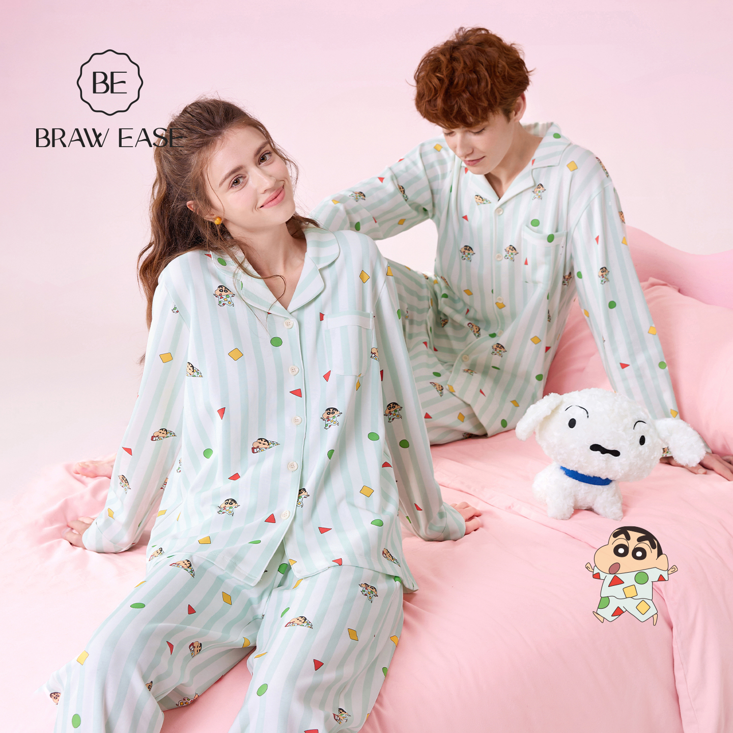 BE蜡笔小新纯棉抗菌睡衣情侣秋