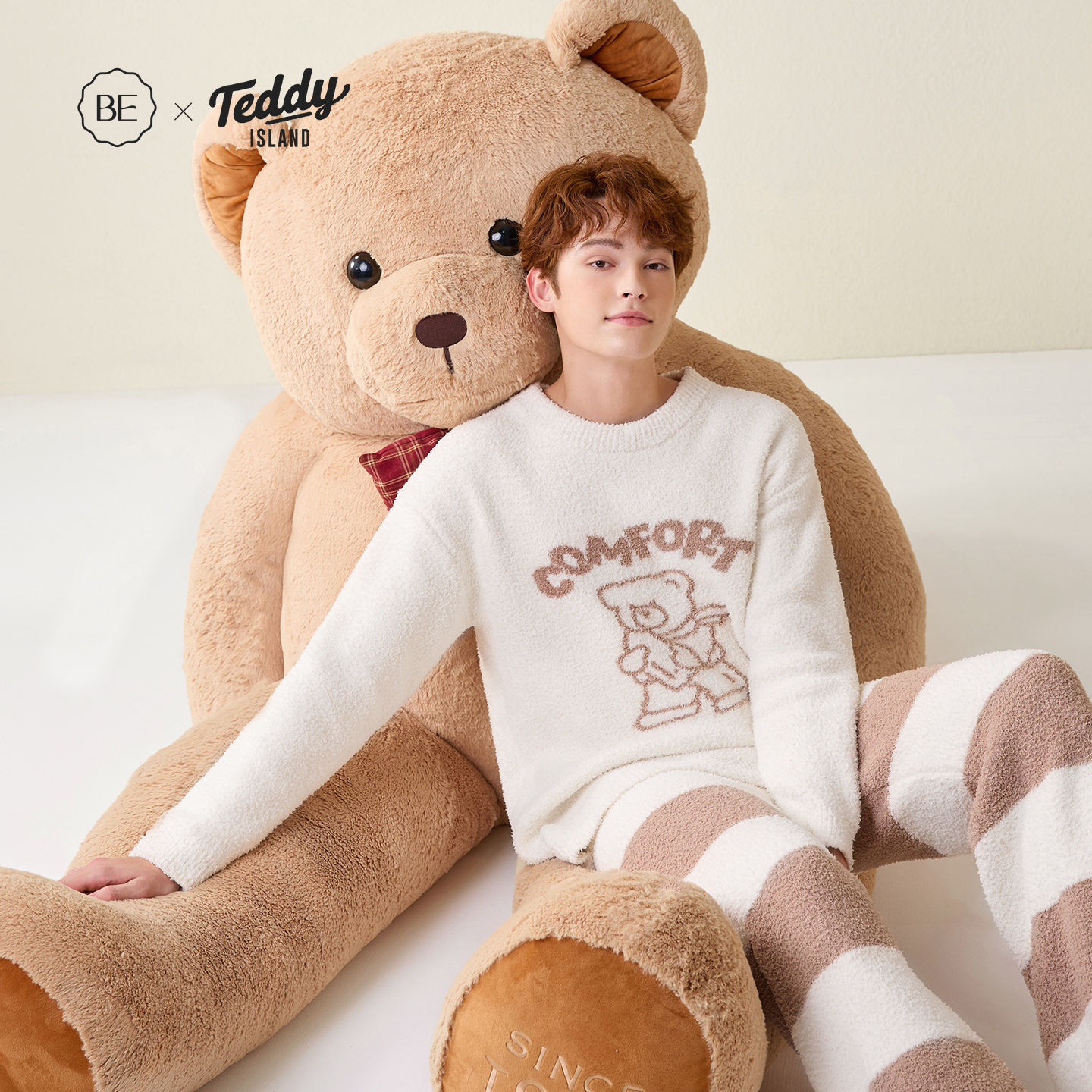 BE半边绒泰迪熊联名睡衣冬加厚
