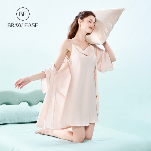 BE女冰丝荡领晨袍睡裙