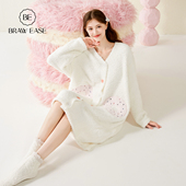 珊瑚绒半边绒睡袍女秋冬2026新款 浴袍加绒加厚睡裙家居服 睡衣冬季