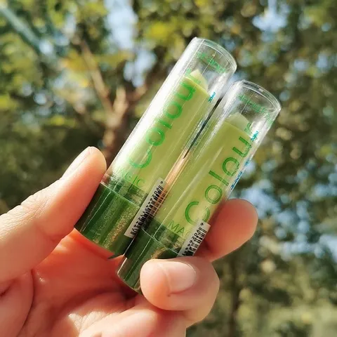玫红色变色口红保湿沾杯唇膏绿色不易滋润恒芳温变魔幻护唇