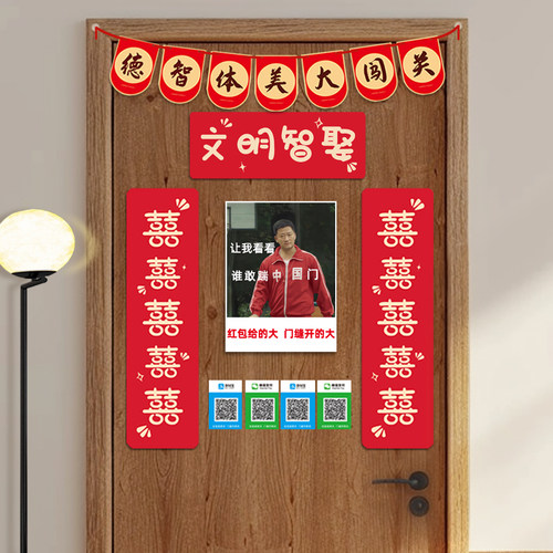 堵门门贴搞笑对联可定制二维码