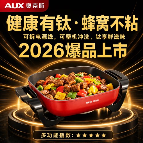 奥克斯（蜂窝有钛Ti）电炒锅不粘