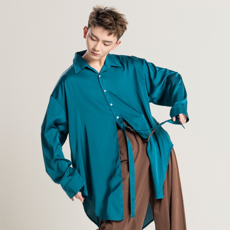 舞者之歌衬衫真丝般光泽丝滑宽松