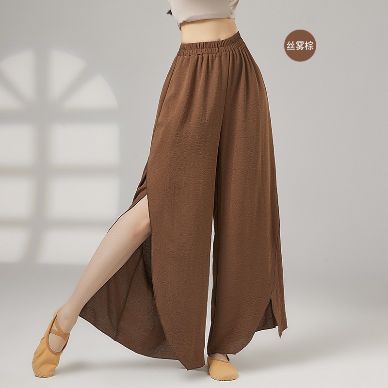 开衩飘逸现代舞裤宽松垂坠阔腿裤