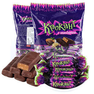 俄罗斯原装进口KDV紫皮糖巧克力坚果杏仁kpokaht网红零食喜糖食品