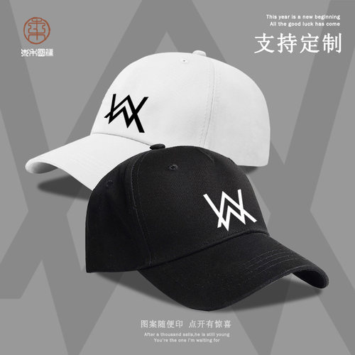 潮牌帽子男艾伦沃克Alan Walker印花棒球帽显脸小女硬顶鸭舌帽子