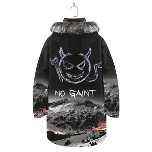 新款羽绒服外套男小恶魔印花可拆卸内胆三合一雪山图案中长款棉服