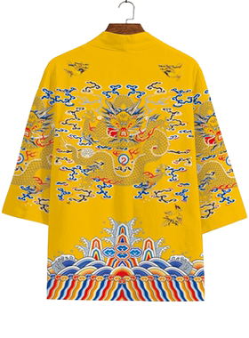 古风黄色龙袍皇帝和服外套
