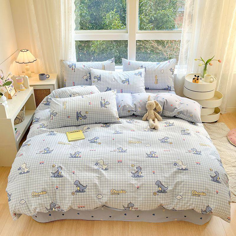 纯棉床上用品四件套全棉卡通 ins风宿舍床单三件套儿童床笠被套,床上用品,床品套件/四件套/多件套,淘宝优惠券,粉丝福利购,淘宝优惠卷
