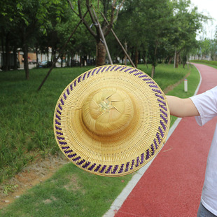 竹编大圆帽斗笠帽舞台道具跳舞越南帽遮阳帽子男女户外防晒钓鱼帽