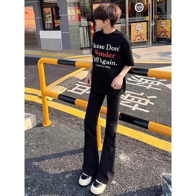 黑色cleanfit微喇牛仔裤男春秋复古vibe裤子美式高街显腿长弯刀裤