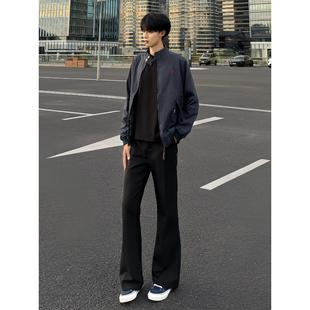 黑色弯刀微喇西裤男款cleanfit垂坠感高级感夏季薄款休闲裤子男生