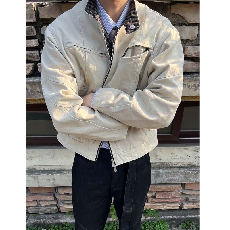 vintage哈灵顿夹克男女秋季底特律美式工装外套短宽重工立领外套