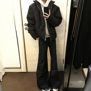 高街黑色微喇西裤 春季 美式 男款 垂感高级cleanfit弯刀裤 百搭直筒裤