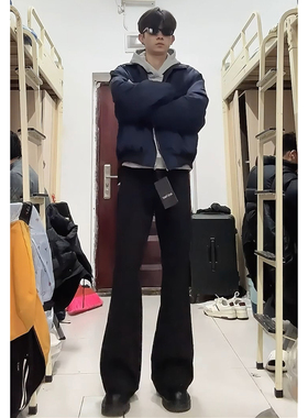 cleanfit黑色微喇西裤男款夏季薄款窄版直筒裤高级感弯刀显瘦裤子