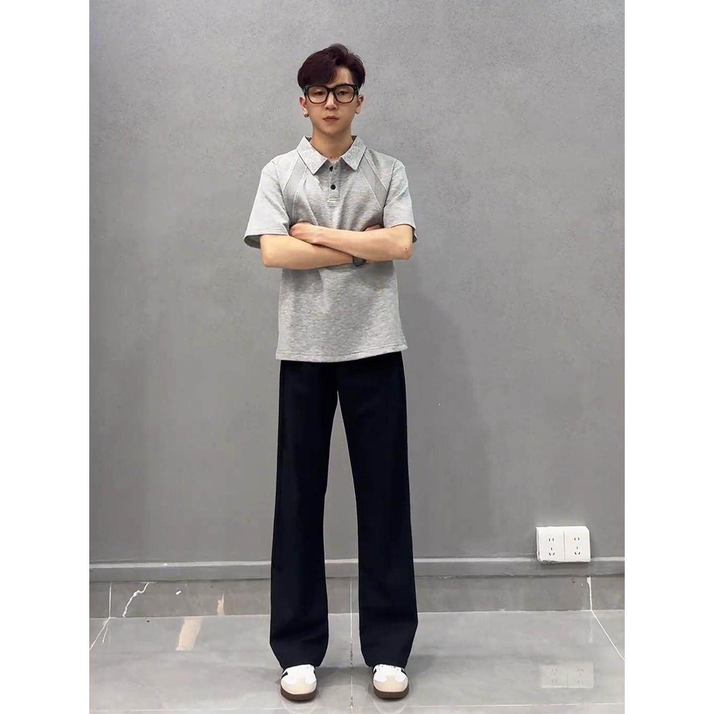 黑色薄款微喇西裤男款夏季高级感痞帅直筒裤子美式休闲凉感西装裤