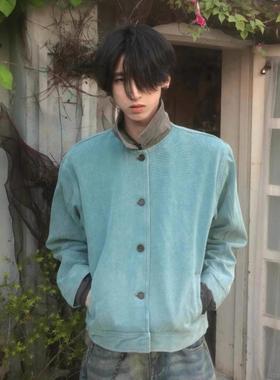 秋季美式复古湖水绿夹克男纯棉高级感hermitcreate底特律工装外套