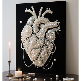 新款珍珠画是你的心脏跳动diy手工珍珠内框送好友结婚礼物装饰画