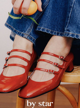 星叔手制·carel同款玛丽珍|法式匠制kina款 精典三带搭扣高跟鞋
